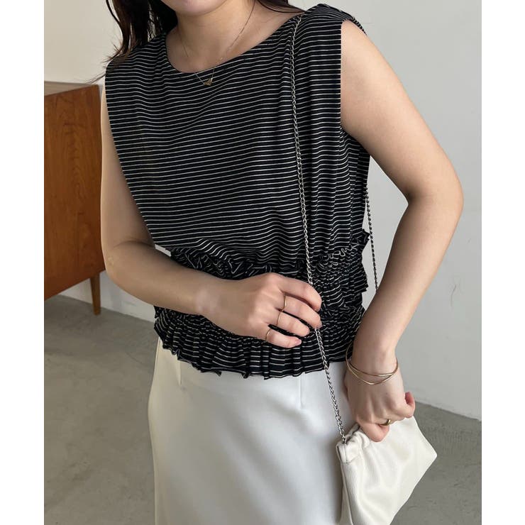 【CAPRICIEUX LE'MAGE】ボーダー裾ギャザーT | PAL GROUP OUTLET | 詳細画像5 
