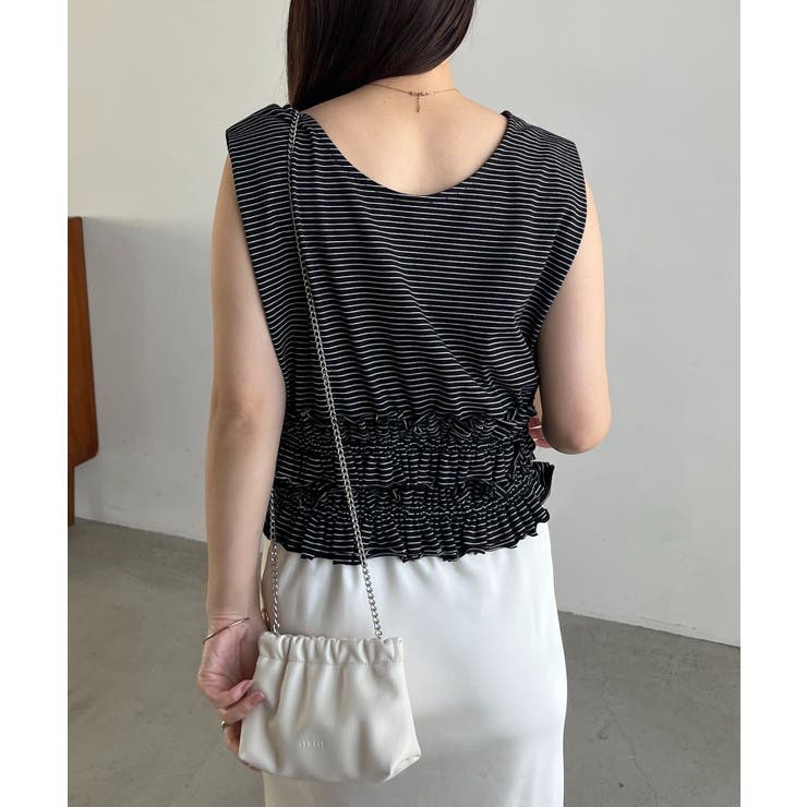 【CAPRICIEUX LE'MAGE】ボーダー裾ギャザーT | PAL GROUP OUTLET | 詳細画像7 