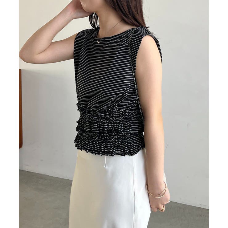 【CAPRICIEUX LE'MAGE】ボーダー裾ギャザーT | PAL GROUP OUTLET | 詳細画像8 
