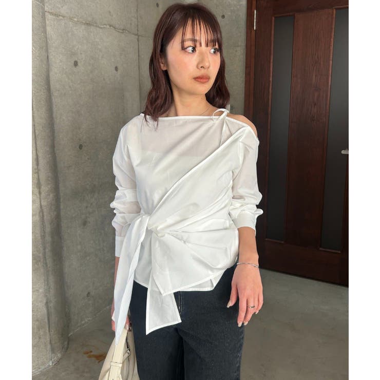 【CAPRICIEUX LE'MAGE】アシメリボンブラウス | PAL GROUP OUTLET | 詳細画像1 