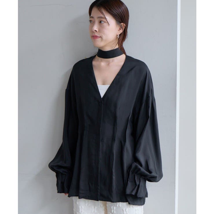 BLACK | 【SHENERY】キュプラタックブラウス | PAL GROUP OUTLET