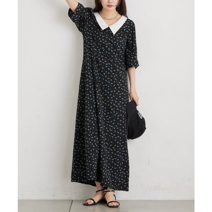 BLK | 【mystic】襟付きフラワーワンピース | PAL GROUP OUTLET