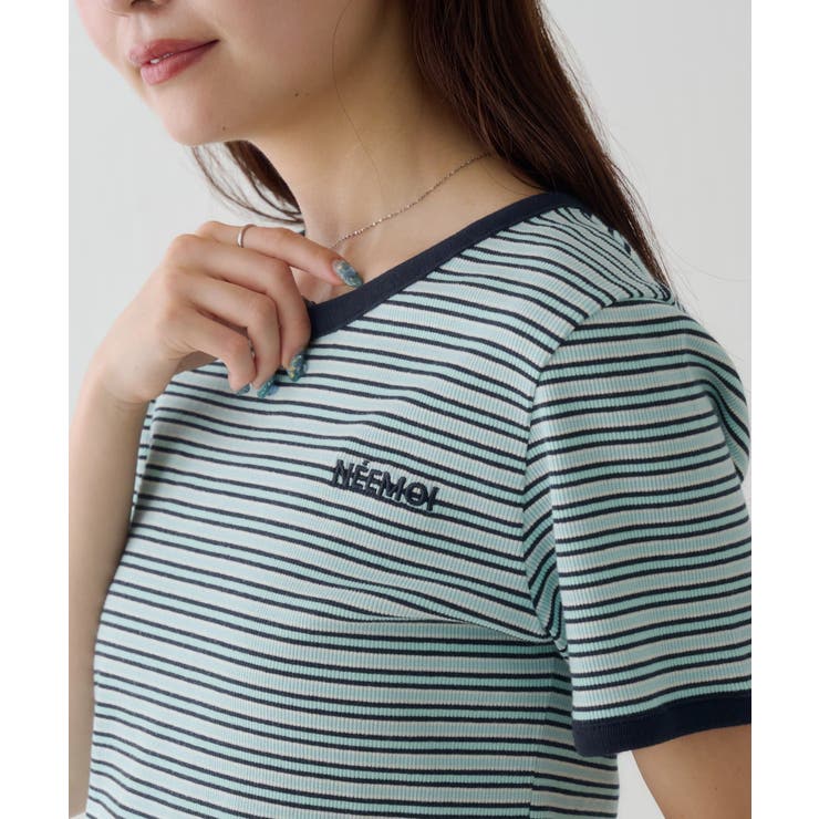 【Kastane】ボーダー刺繍TEE | PAL GROUP OUTLET | 詳細画像1 
