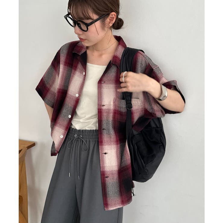 【Discoat】楊柳チェックオーバー半袖シャツ | PAL GROUP OUTLET | 詳細画像1 