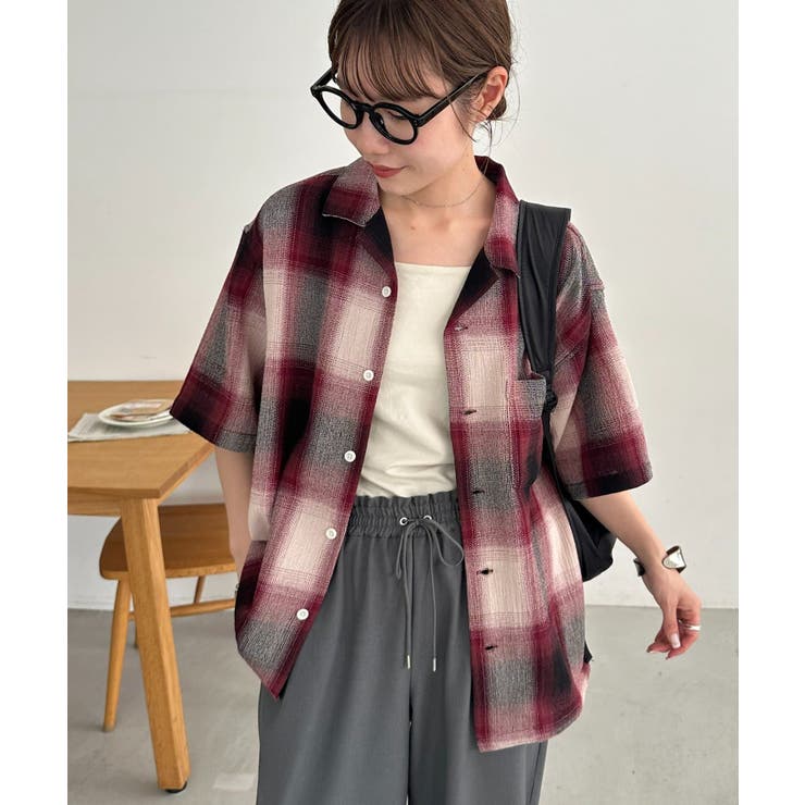 【Discoat】楊柳チェックオーバー半袖シャツ | PAL GROUP OUTLET | 詳細画像4 