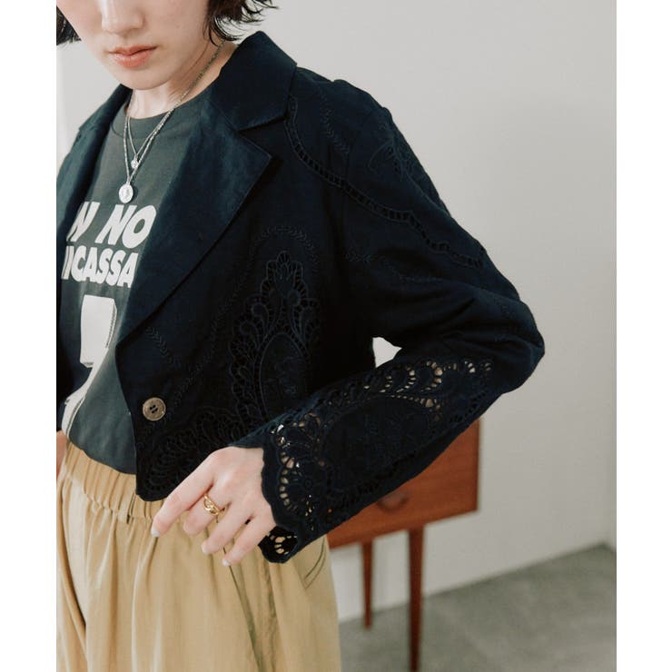 BK | 【RIVE DROITE】カットワークショートJK | PAL GROUP OUTLET