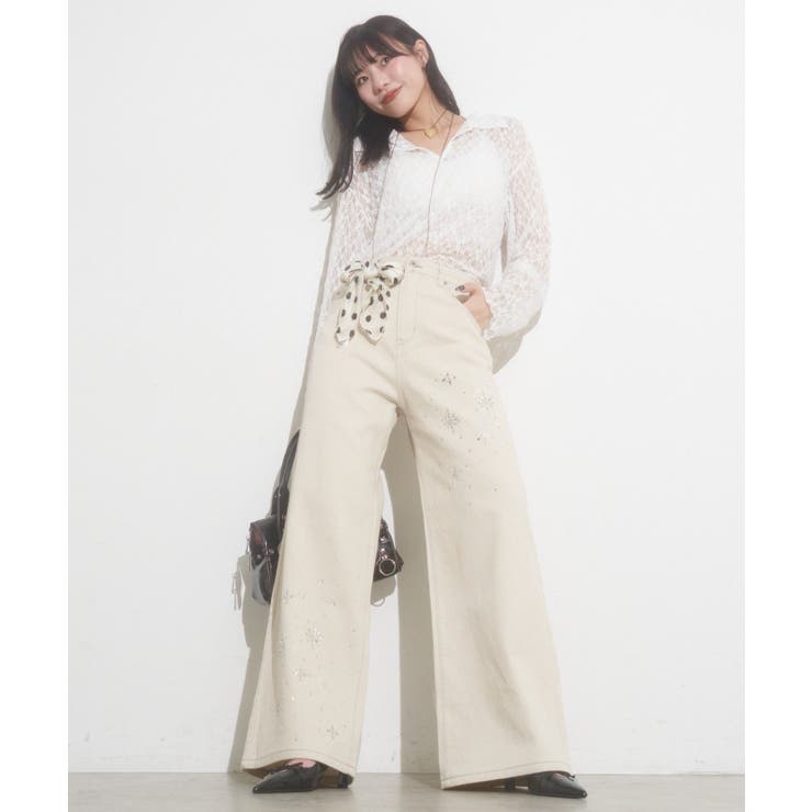 【Ciaopanic】【あみ企画】ラインストーンストライプワイドデニム | PAL GROUP OUTLET | 詳細画像18 