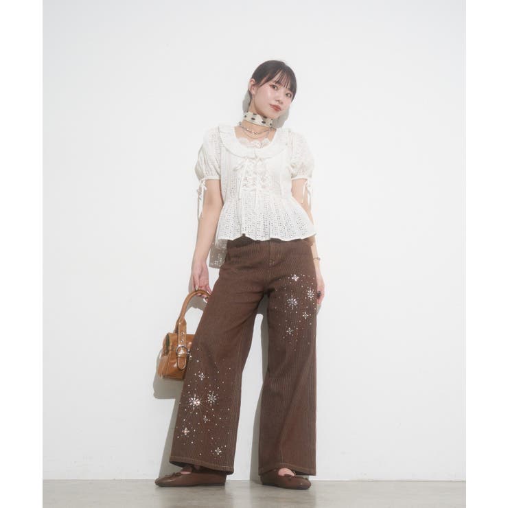 【Ciaopanic】【あみ企画】ラインストーンストライプワイドデニム | PAL GROUP OUTLET | 詳細画像38 