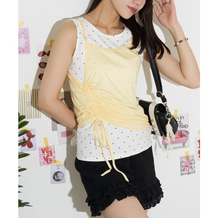 【Ciaopanic】【neutral】ドットレイヤードシャーリングタンク… | PAL GROUP OUTLET | 詳細画像1 