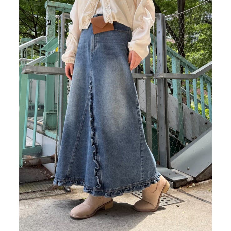 BLU | 【w closet】フリルデニムロングSK | PAL GROUP OUTLET
