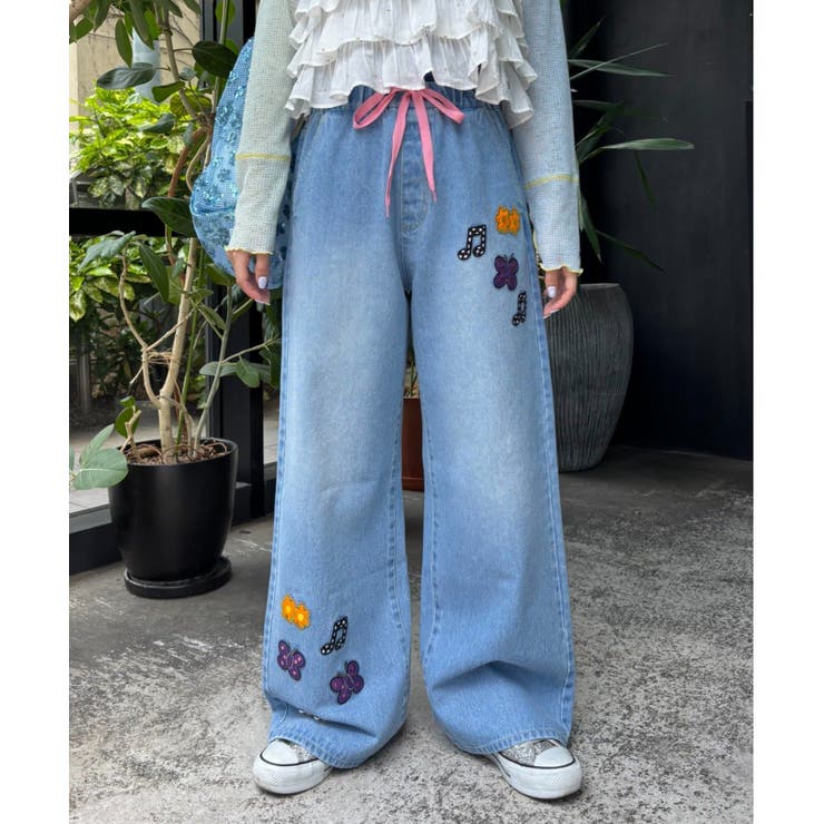 SAX BLUE | 【CIAOPANIC TYPY】H.Sワッペン付ワイドデニム | PAL GROUP OUTLET