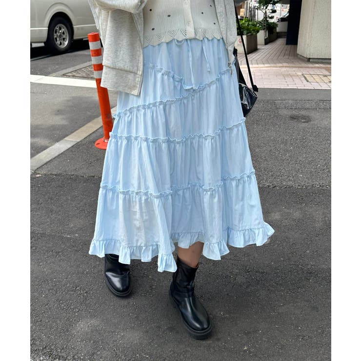 【Discoat】【umm】ランダムフリルミドルスカート | PAL GROUP OUTLET | 詳細画像13 