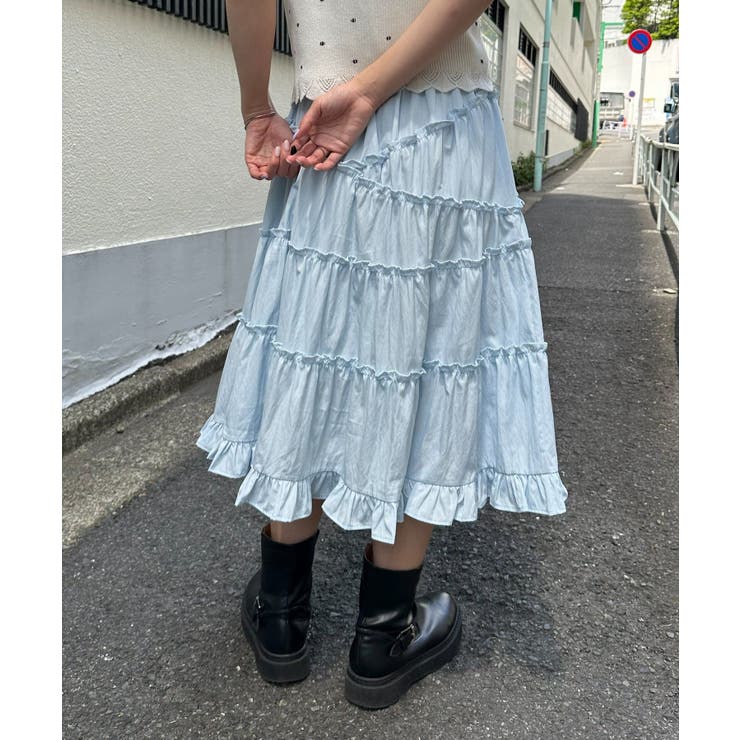 【Discoat】【umm】ランダムフリルミドルスカート | PAL GROUP OUTLET | 詳細画像16 