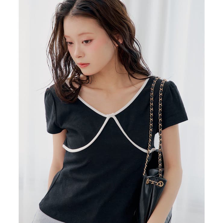 【Chico】バック開きフレンチスリーブトップス | PAL GROUP OUTLET | 詳細画像2 