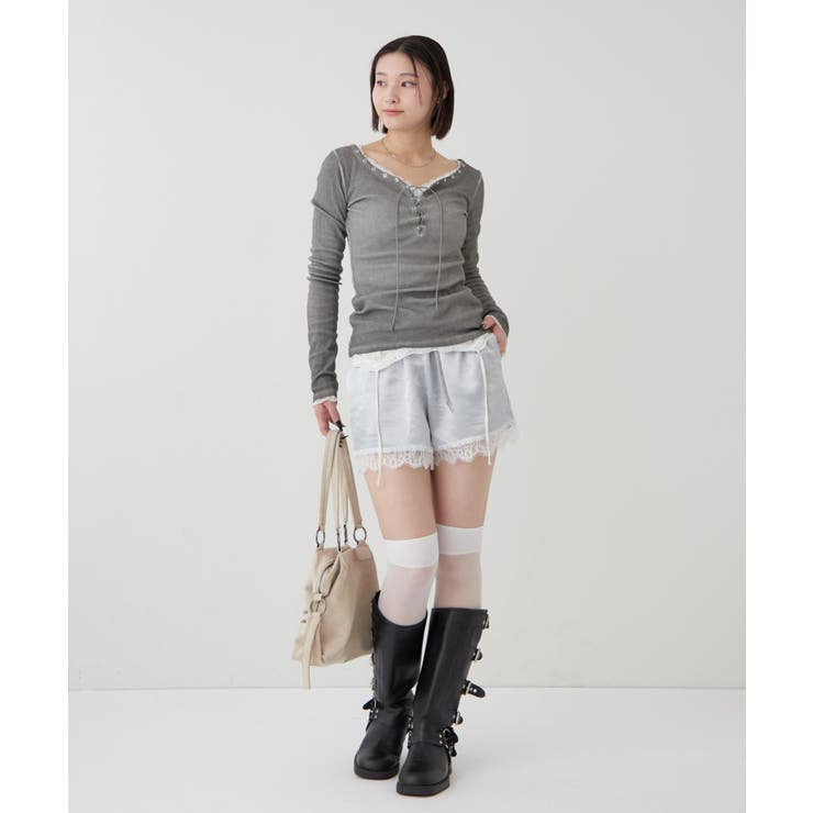 【WHO'S WHO gallery】ダブルウエストサテンロゴショーツ | PAL GROUP OUTLET | 詳細画像24 