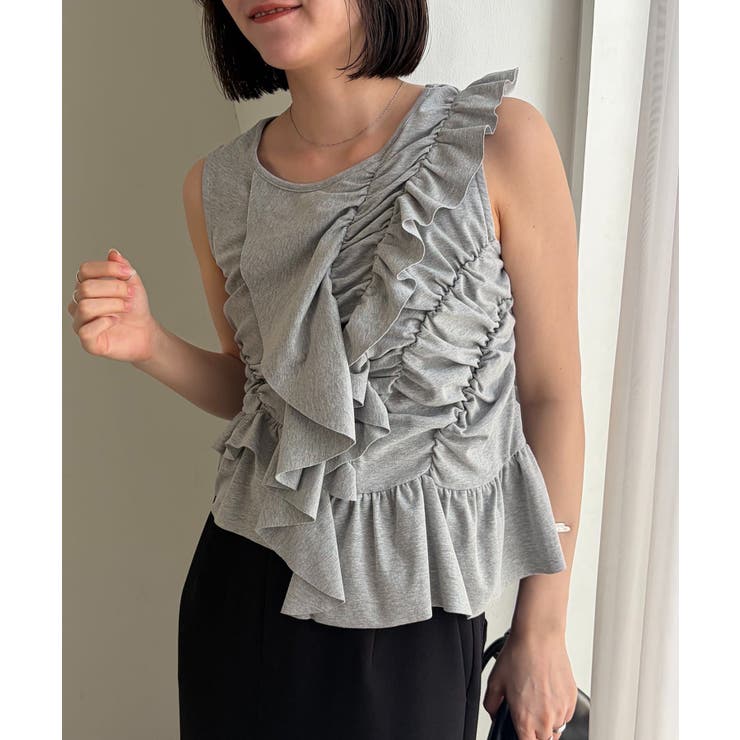 GRAY | 【CAPRICIEUX LE'MAGE】アシメフリルノースリT | PAL GROUP OUTLET