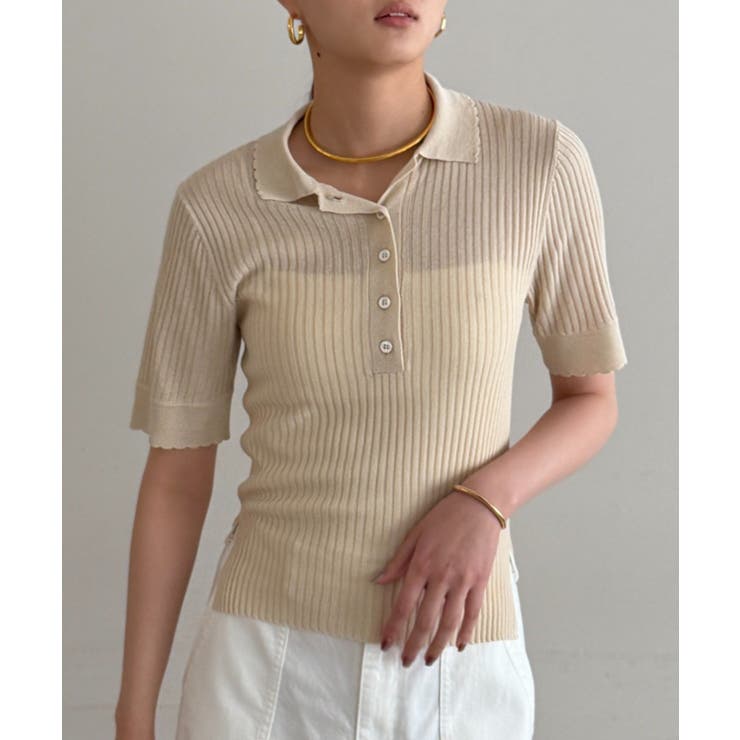 【Loungedress】シアーリブポロKN | PAL GROUP OUTLET | 詳細画像6 