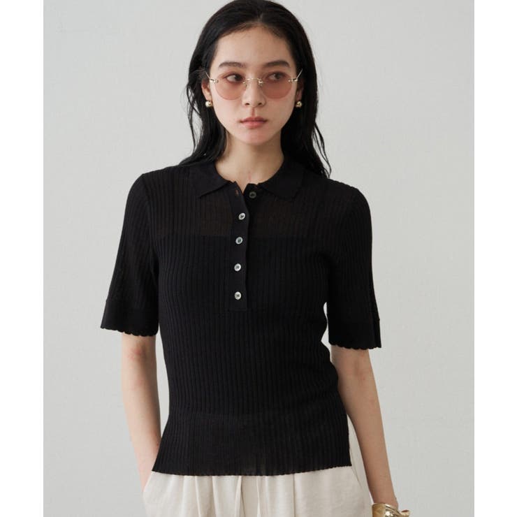 【Loungedress】シアーリブポロKN | PAL GROUP OUTLET | 詳細画像12 