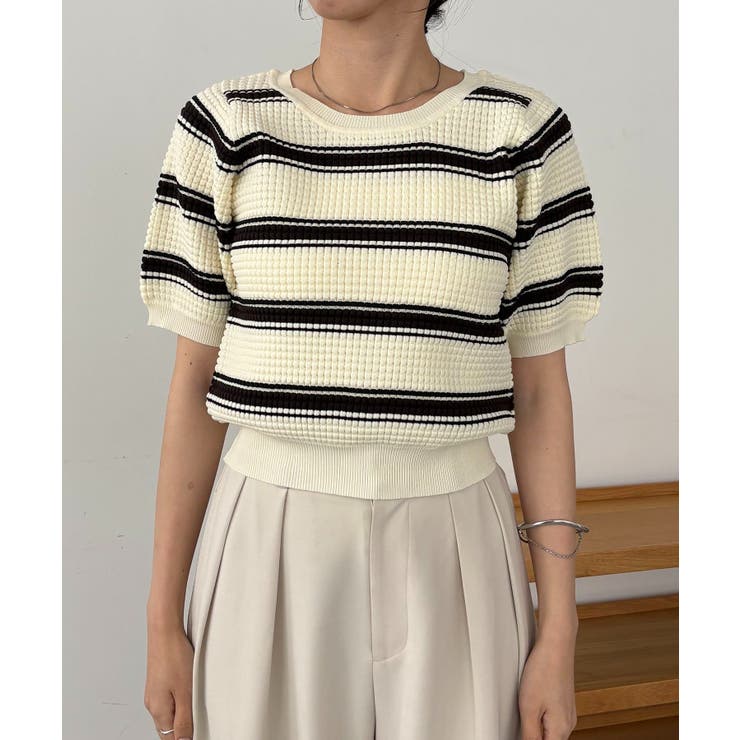 【CAPRICIEUX LE'MAGE】ワッフルボーダーニット | PAL GROUP OUTLET | 詳細画像12 