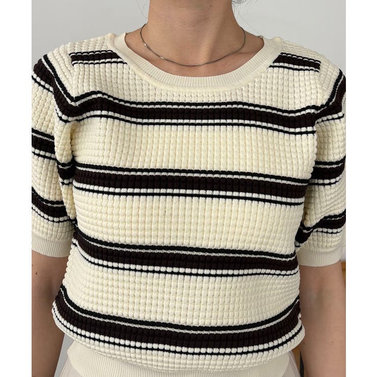 【CAPRICIEUX LE'MAGE】ワッフルボーダーニット | PAL GROUP OUTLET | 詳細画像15 