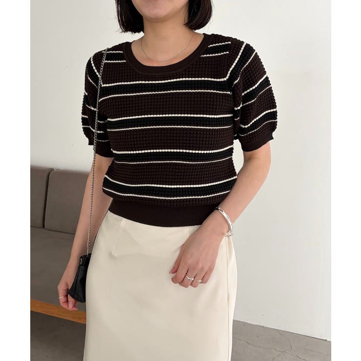 【CAPRICIEUX LE'MAGE】ワッフルボーダーニット | PAL GROUP OUTLET | 詳細画像1 