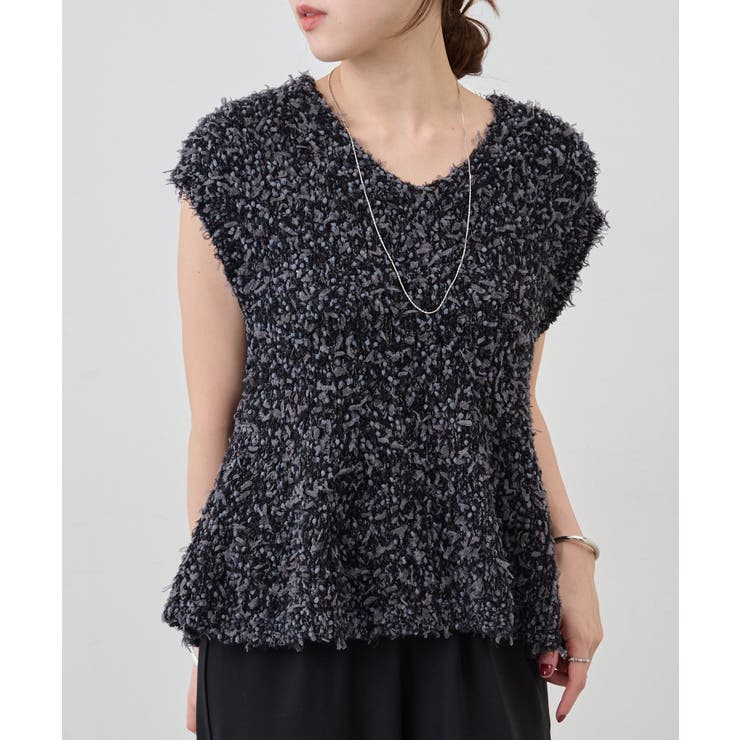 BLK | 【SHENERY】ポンポンループ編みニット | PAL GROUP OUTLET