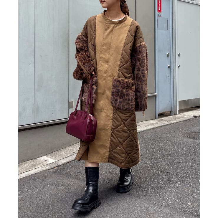 BROWN | 【CIAOPANIC TYPY】etsintaファー切替ノーカラーキルティング… | PAL GROUP OUTLET