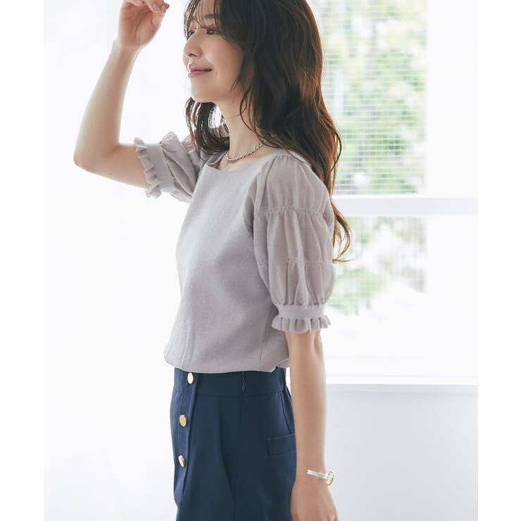 【La boutique BonBon】シャーリング5分袖ラメKN | PAL GROUP OUTLET | 詳細画像2 