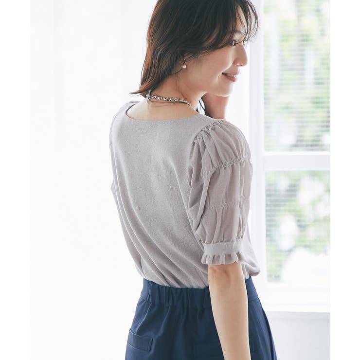 【La boutique BonBon】シャーリング5分袖ラメKN | PAL GROUP OUTLET | 詳細画像3 