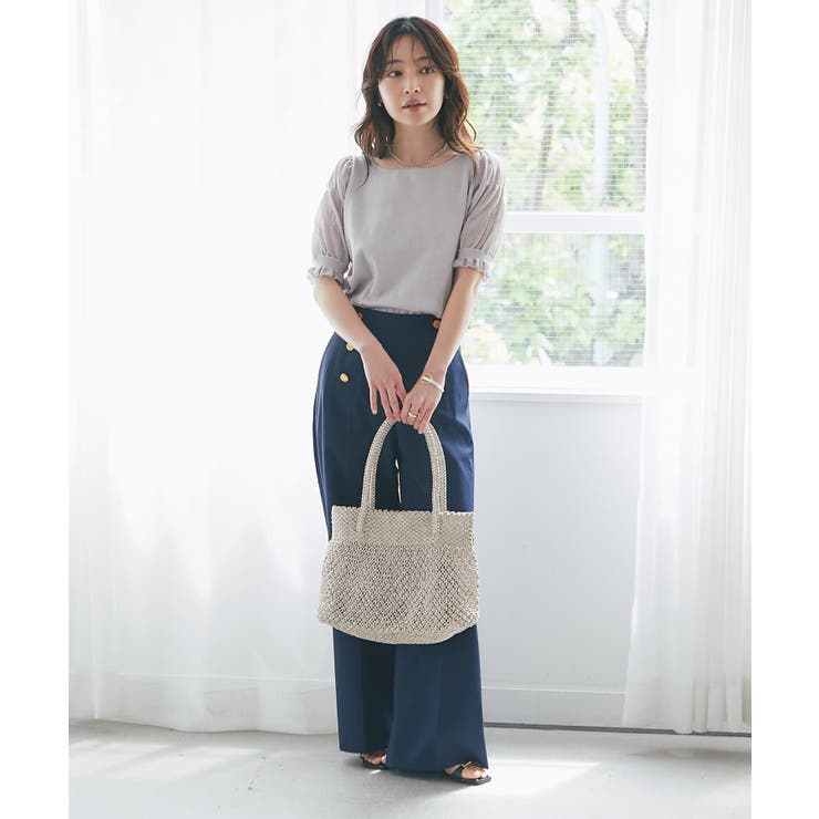 【La boutique BonBon】シャーリング5分袖ラメKN | PAL GROUP OUTLET | 詳細画像4 