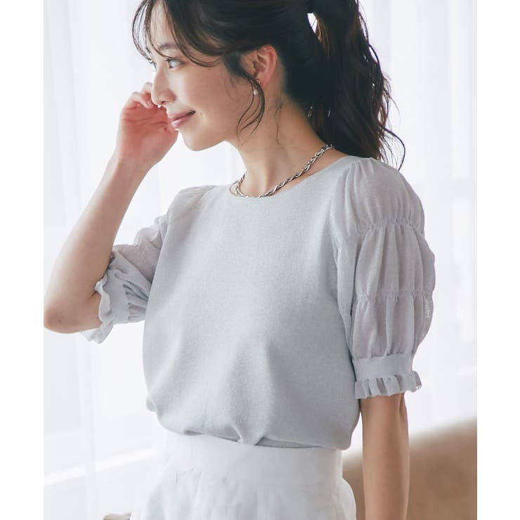 【La boutique BonBon】シャーリング5分袖ラメKN | PAL GROUP OUTLET | 詳細画像10 
