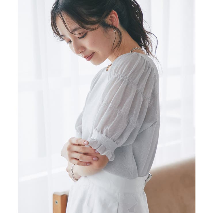 【La boutique BonBon】シャーリング5分袖ラメKN | PAL GROUP OUTLET | 詳細画像11 