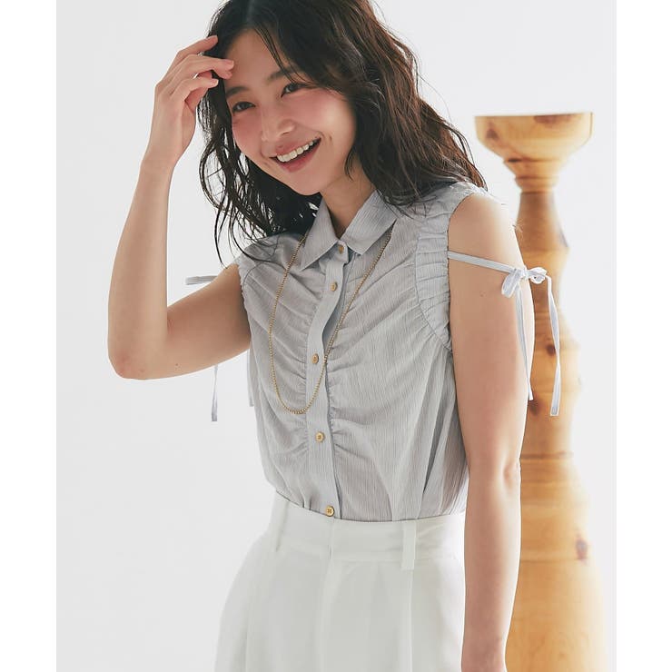 SAX | 【La boutique BonBon】アームギャザーストライプノースリS… | PAL GROUP OUTLET