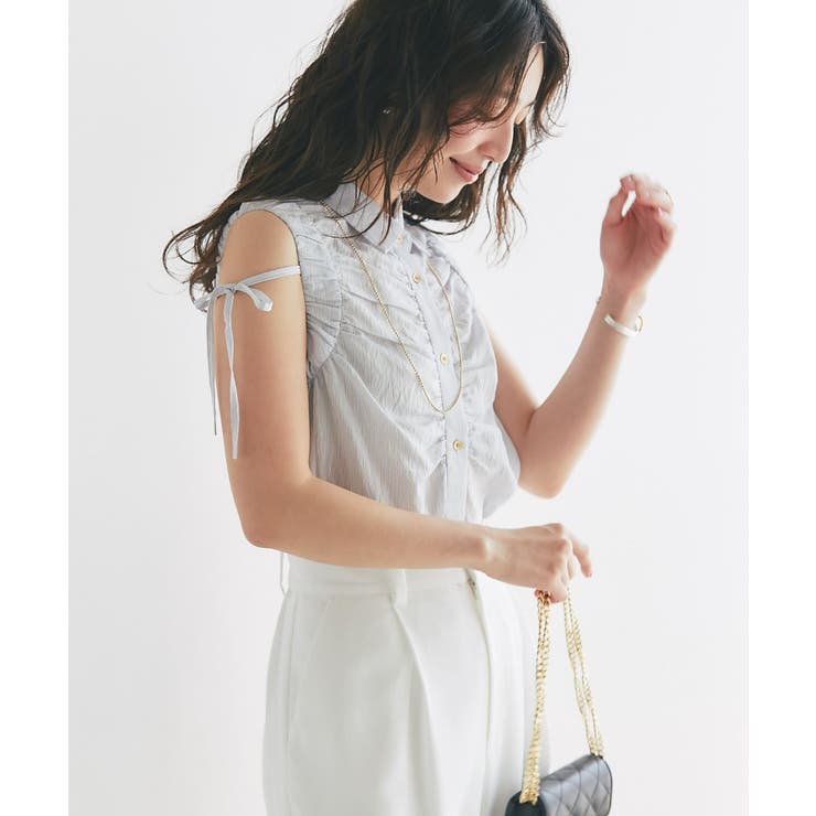 【La boutique BonBon】アームギャザーストライプノースリS… | PAL GROUP OUTLET | 詳細画像3 