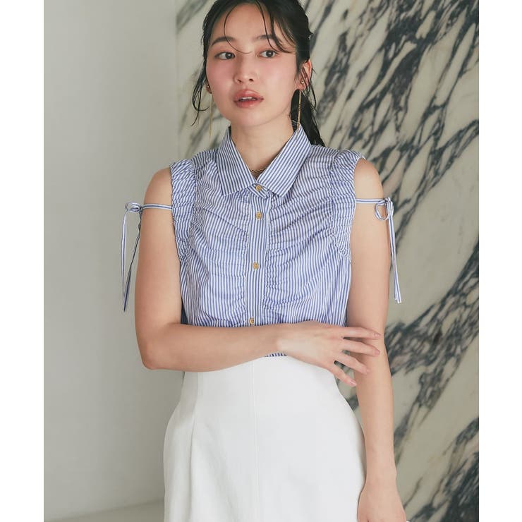 BL | 【La boutique BonBon】アームギャザーストライプノースリS… | PAL GROUP OUTLET