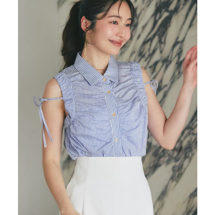 【La boutique BonBon】アームギャザーストライプノースリS… | PAL GROUP OUTLET | 詳細画像13 