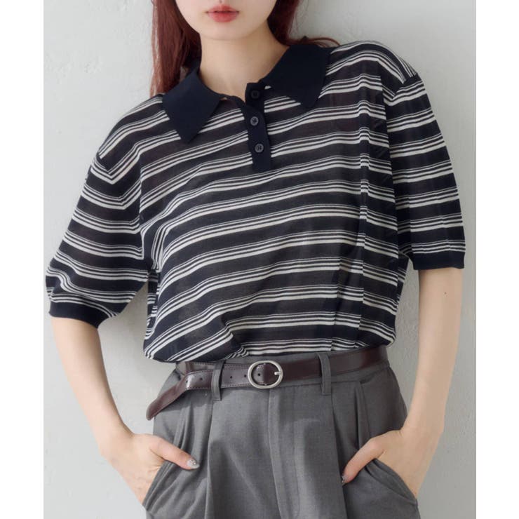 NVY | 【Kastane】シアーボーダーポロ | PAL GROUP OUTLET
