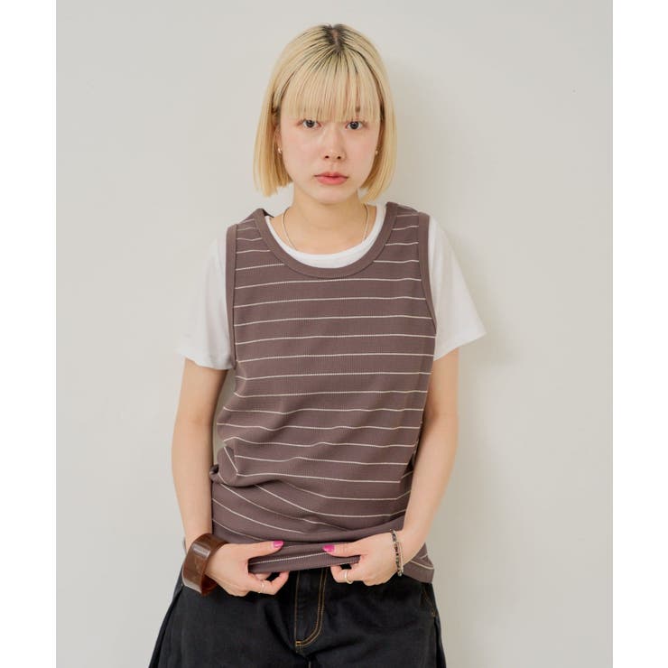 【Kastane】THERMAL BORDER TANK TOP | PAL GROUP OUTLET | 詳細画像1 