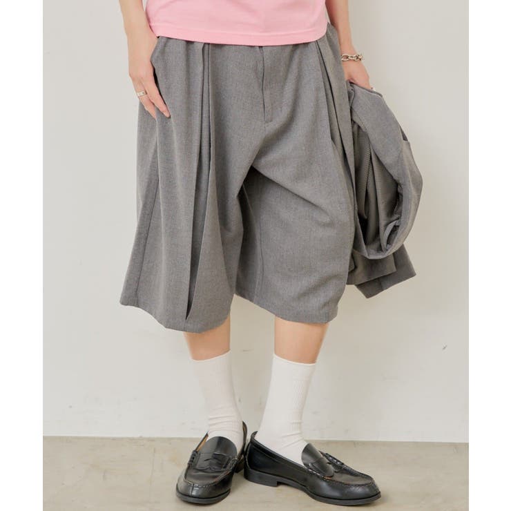 GRY | 【Kastane】BOX PLEATS SHORT PANTS | PAL GROUP OUTLET