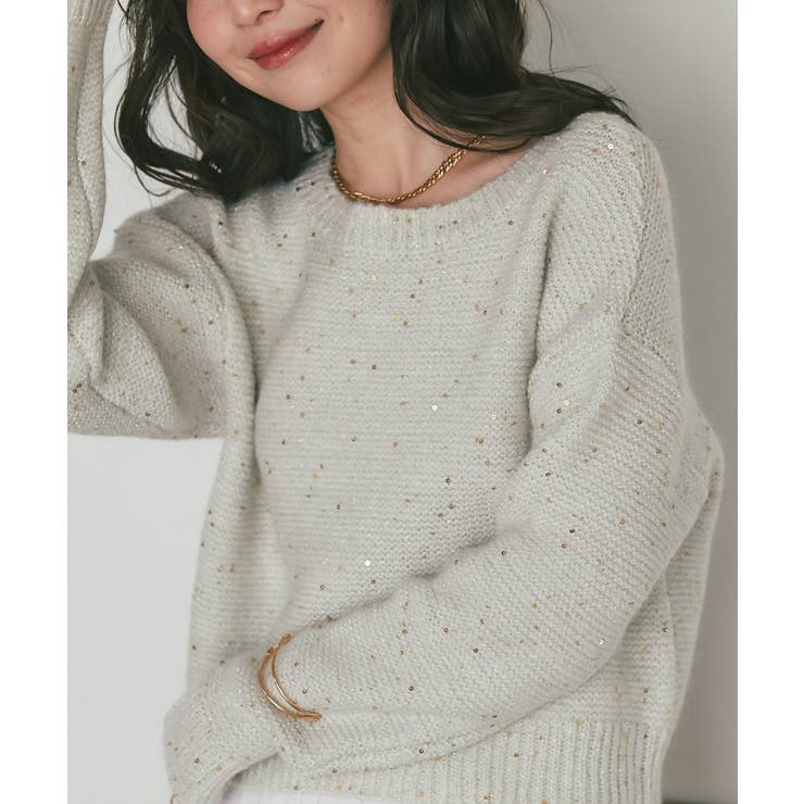 OFF | 【La boutique BonBon】スパンコールモヘアボートネックKN | PAL GROUP OUTLET