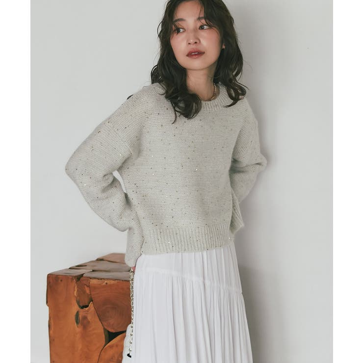 【La boutique BonBon】スパンコールモヘアボートネックKN | PAL GROUP OUTLET | 詳細画像4 