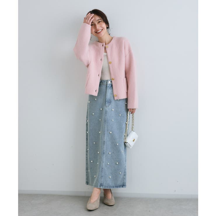 【La boutique BonBon】パール付きデニムタイトマキシSK | PAL GROUP OUTLET | 詳細画像5 