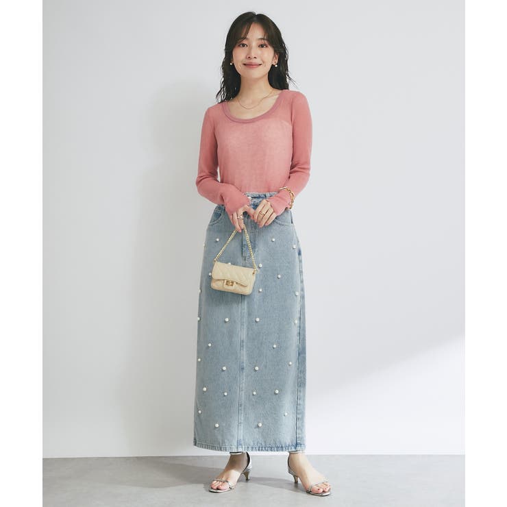 【La boutique BonBon】パール付きデニムタイトマキシSK | PAL GROUP OUTLET | 詳細画像8 