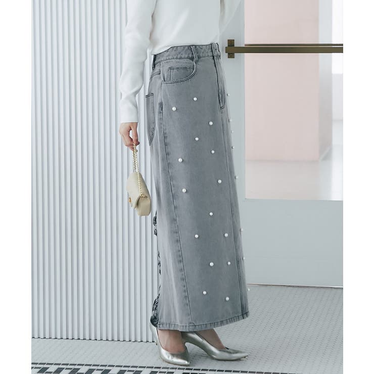 【La boutique BonBon】パール付きデニムタイトマキシSK | PAL GROUP OUTLET | 詳細画像21 