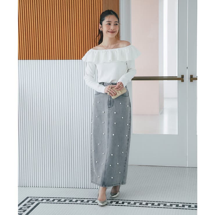 【La boutique BonBon】パール付きデニムタイトマキシSK | PAL GROUP OUTLET | 詳細画像23 