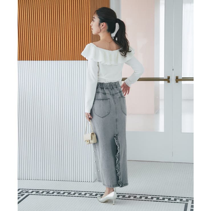 【La boutique BonBon】パール付きデニムタイトマキシSK | PAL GROUP OUTLET | 詳細画像25 