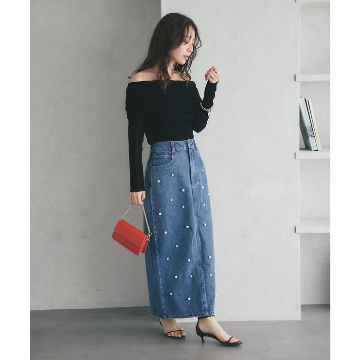 【La boutique BonBon】パール付きデニムタイトマキシSK | PAL GROUP OUTLET | 詳細画像45 