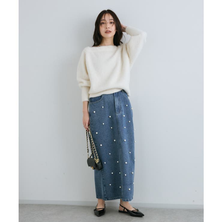 【La boutique BonBon】パール付きデニムタイトマキシSK | PAL GROUP OUTLET | 詳細画像49 