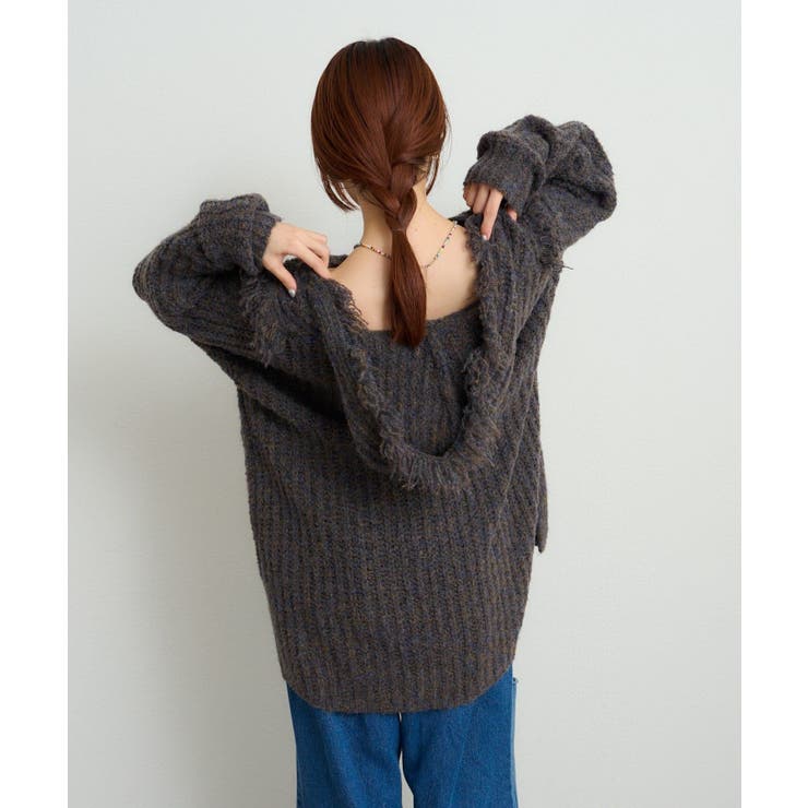 【w closet】フード付フリンジMIXニット | PAL GROUP OUTLET | 詳細画像3 