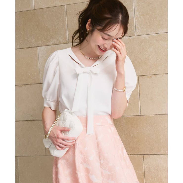 WH | 【La boutique BonBon】リボンタイパフスリーブBL | PAL GROUP OUTLET
